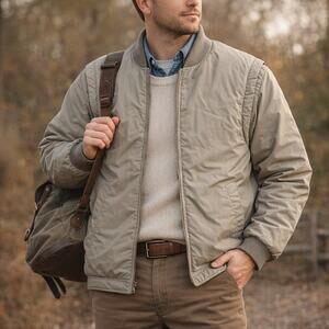 Vintage 90s Hunt Club Quilted Jacket Vest Removable Sleeves Men’s Small